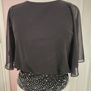 Chic Black Beaded Women's Blouse